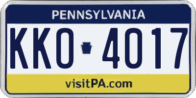 PA license plate KKO4017