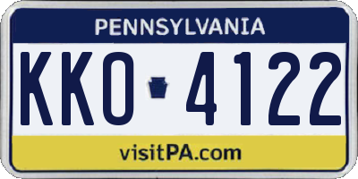 PA license plate KKO4122