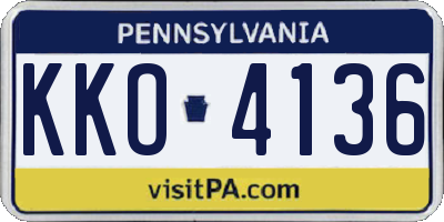 PA license plate KKO4136