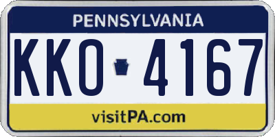 PA license plate KKO4167