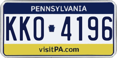 PA license plate KKO4196