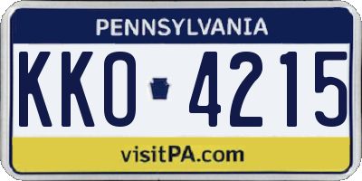 PA license plate KKO4215