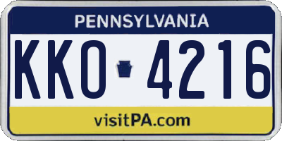 PA license plate KKO4216