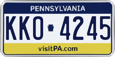 PA license plate KKO4245