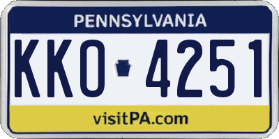 PA license plate KKO4251