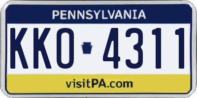 PA license plate KKO4311