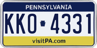 PA license plate KKO4331