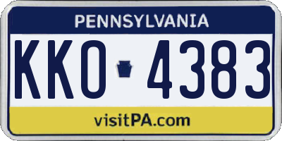 PA license plate KKO4383