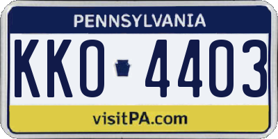 PA license plate KKO4403