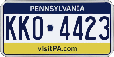 PA license plate KKO4423