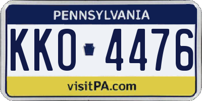 PA license plate KKO4476