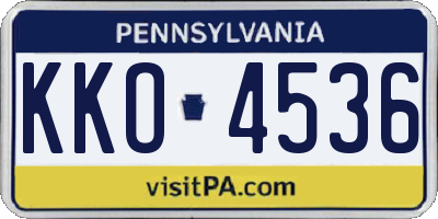 PA license plate KKO4536