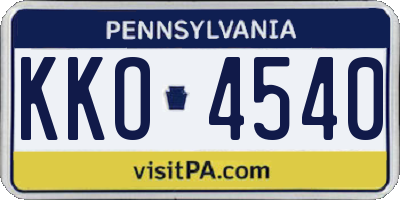 PA license plate KKO4540