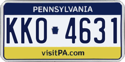 PA license plate KKO4631