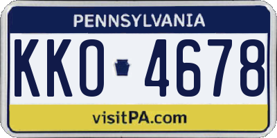 PA license plate KKO4678
