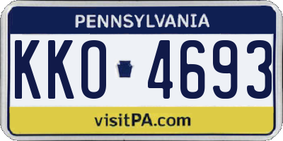 PA license plate KKO4693