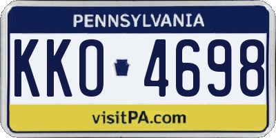 PA license plate KKO4698