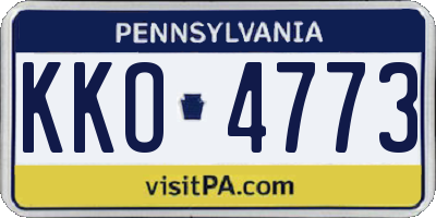 PA license plate KKO4773