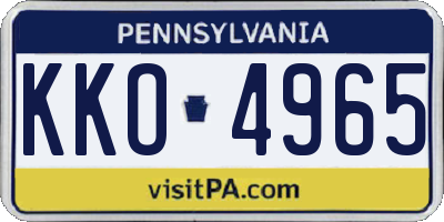 PA license plate KKO4965