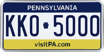 PA license plate KKO5000