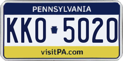 PA license plate KKO5020