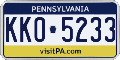 PA license plate KKO5233