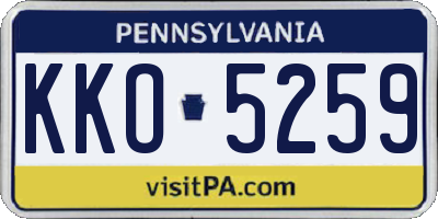 PA license plate KKO5259
