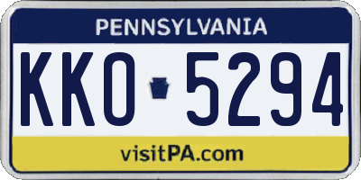 PA license plate KKO5294
