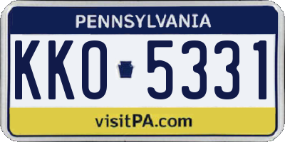 PA license plate KKO5331