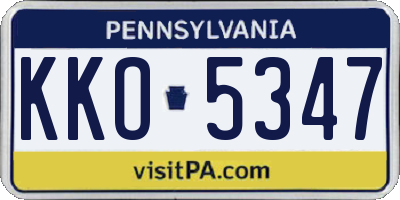 PA license plate KKO5347