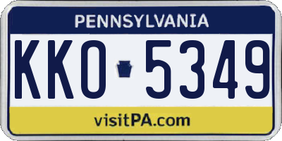 PA license plate KKO5349