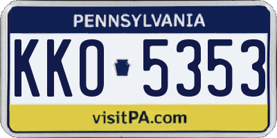 PA license plate KKO5353