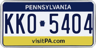 PA license plate KKO5404