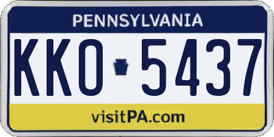 PA license plate KKO5437