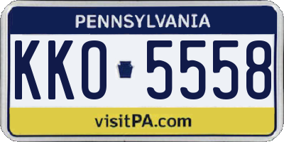 PA license plate KKO5558