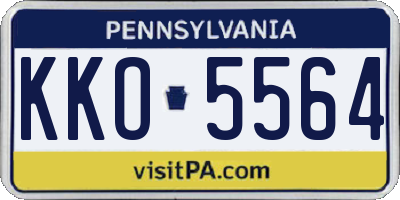 PA license plate KKO5564