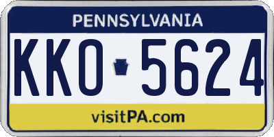 PA license plate KKO5624