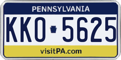 PA license plate KKO5625