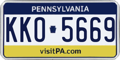 PA license plate KKO5669