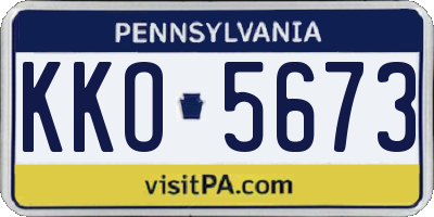 PA license plate KKO5673