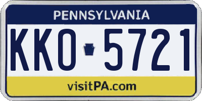 PA license plate KKO5721