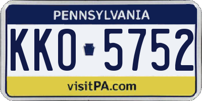 PA license plate KKO5752