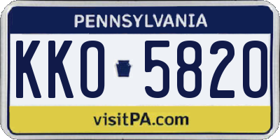 PA license plate KKO5820