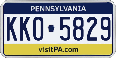 PA license plate KKO5829