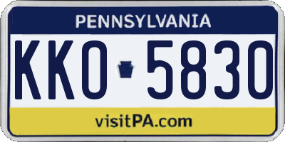 PA license plate KKO5830