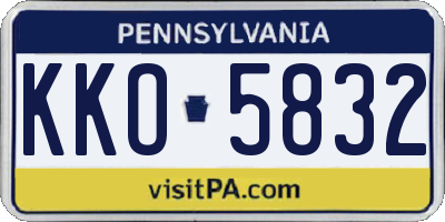 PA license plate KKO5832