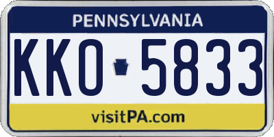 PA license plate KKO5833