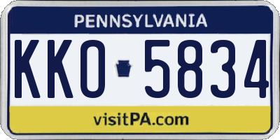 PA license plate KKO5834