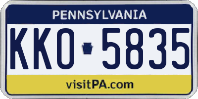 PA license plate KKO5835