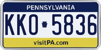 PA license plate KKO5836